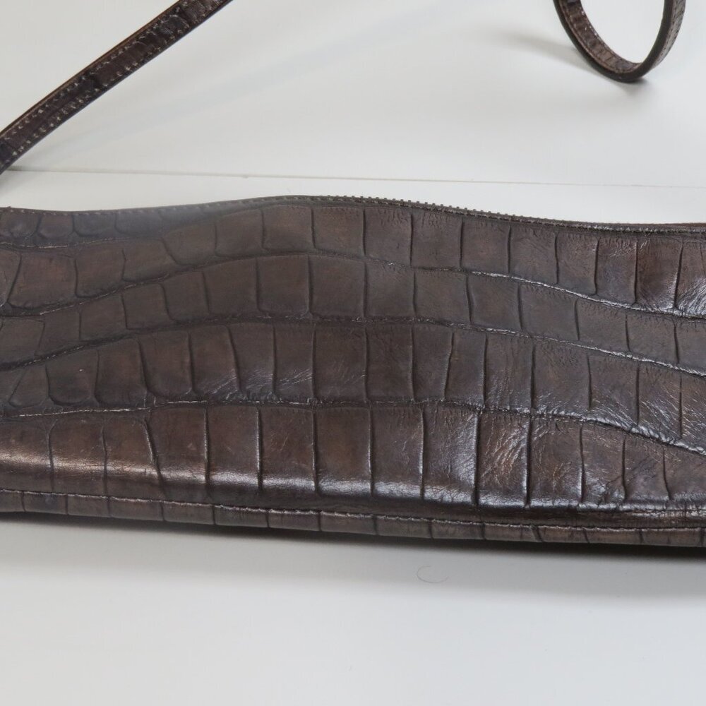 John Galliano Croc Embossed Leather Handbag